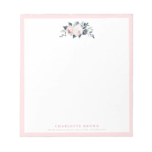 Blooming botanical pink personalized stationery notepad