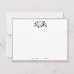 Blooming botanical purple personalized stationery card