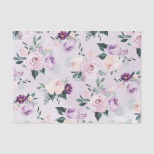 Blooming botanical purple watercolor floral tissue paper