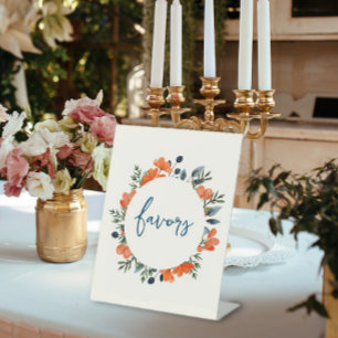 Blooming Botanicals Orange Bridal Shower Favors Pedestal Sign