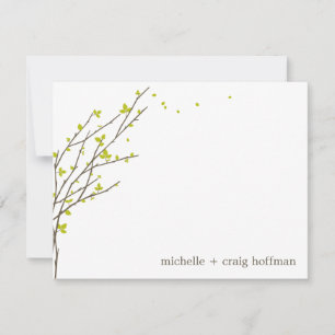 Blooming Branches Flat Thank You Card - Lime