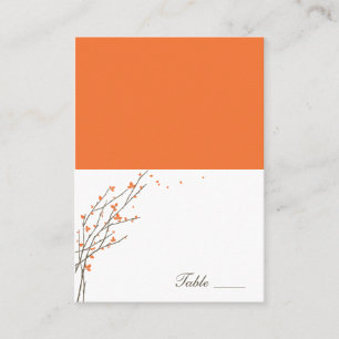 Blooming Branches Folded Place Cards - Orange