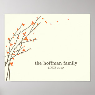 Blooming Branches Personalized Wall Art -Orange-