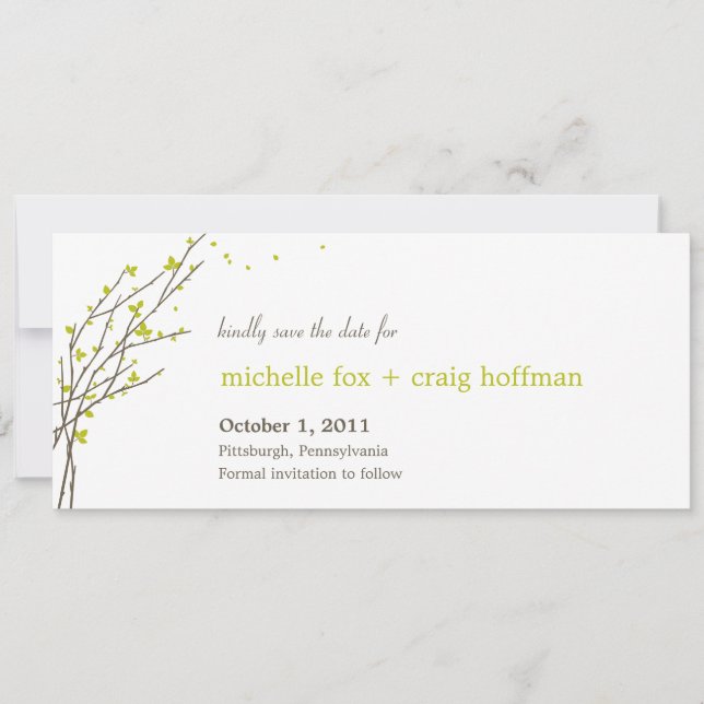Blooming Branches Save The Date Card - Lime (Front)