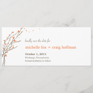 Blooming Branches Save The Date Card - Orange