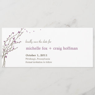 Blooming Branches Save The Date Card - Plum