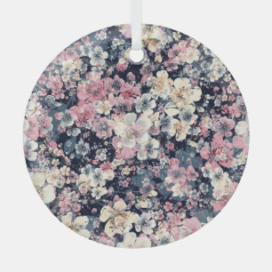 Blooming branches: watercolor seamless pattern glass ornament