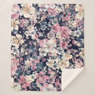 Blooming branches: watercolor seamless pattern sherpa blanket
