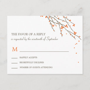 Blooming Branches Wedding RSVP Card - Orange