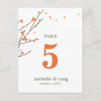 Blooming Branches Wedding Table Number Card