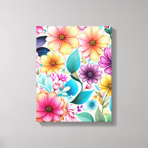 Blooming Brilliance: Seamless Floral Pattern Canvas Print