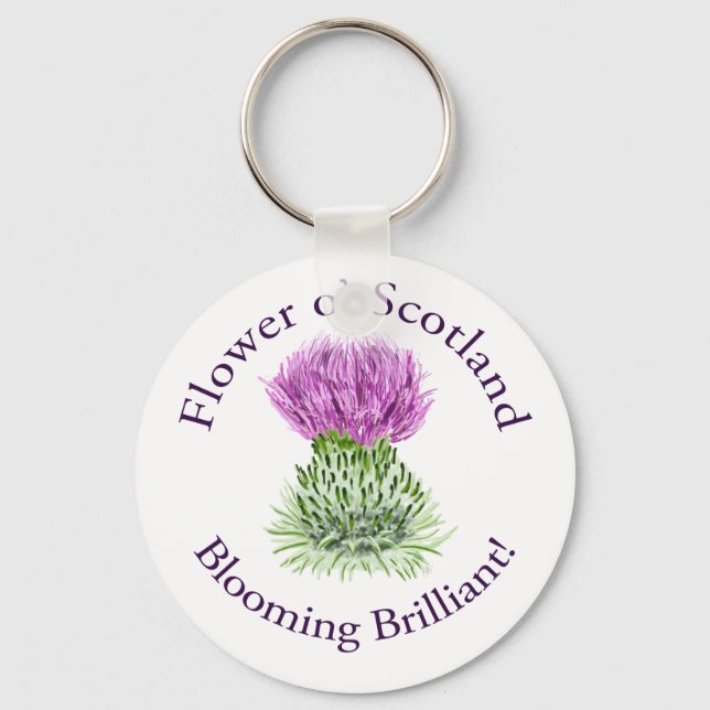 Blooming Brilliant Scottish Thistle Keychain (Front)
