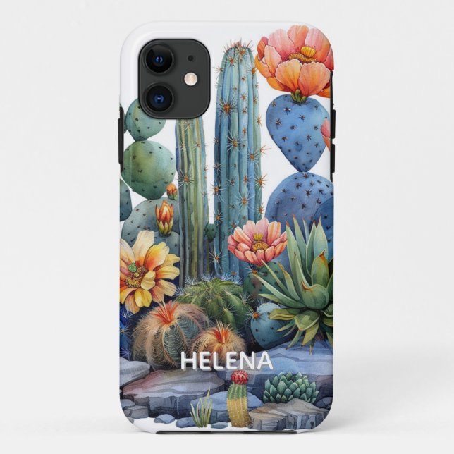 Blooming cacti and succulents Case-Mate iPhone case (Back)