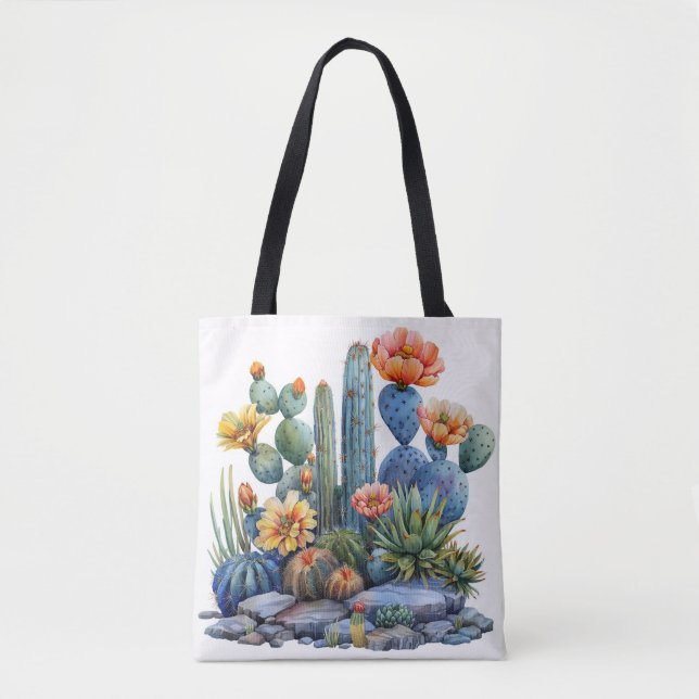 Blooming cacti and succulents tote bag (Front)