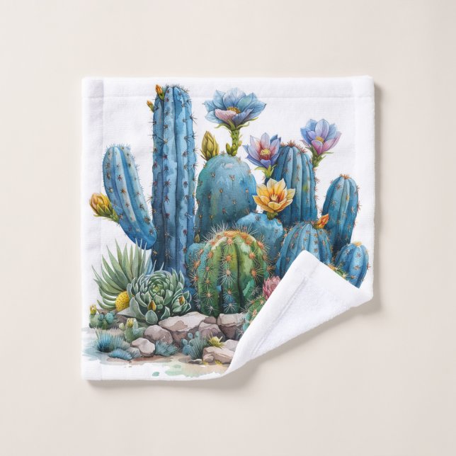 Blooming cacti and succulents wash cloth (Wash Cloth)
