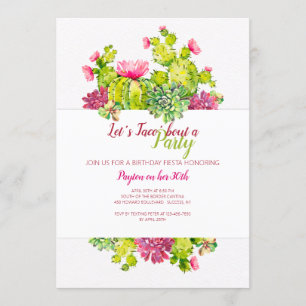Blooming Cactus Birthday Party Invitation
