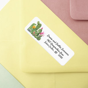 Blooming Cactus Watercolor Garden Return Address