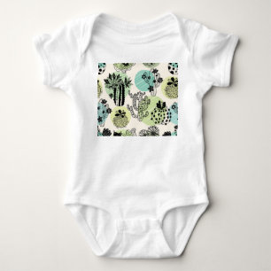 Blooming Cactuses: Hand-Drawn Seamless Charm Baby Bodysuit