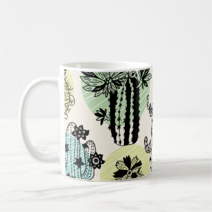 Blooming Cactuses: Hand-Drawn Seamless Charm Coffee Mug