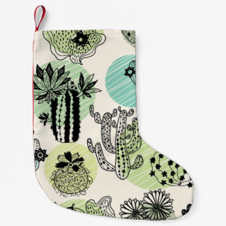 Blooming Cactuses: Hand-Drawn Seamless Charm Small Christmas Stocking