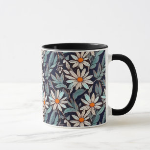 Blooming camomiles-Modern floral pattern design 6 Mug