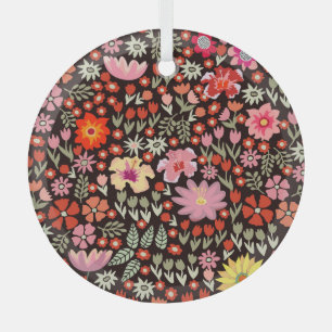 Blooming Carpet: Floral Vintage Seamless. Glass Ornament