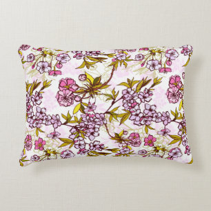 Blooming Cherry Blossom Pattern Accent Pillow