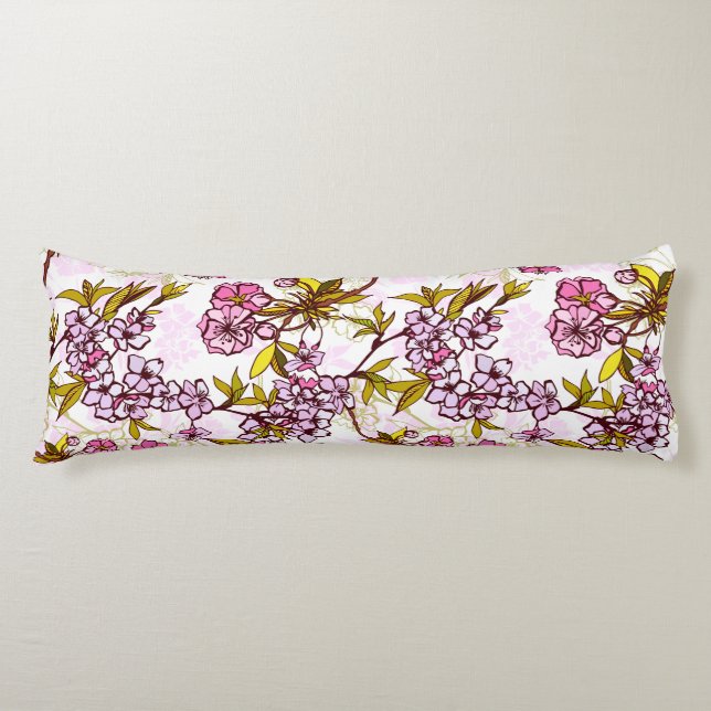 Blooming Cherry Blossom Pattern  Body Pillow (Front)