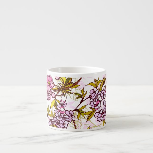Blooming Cherry Blossom Pattern  Espresso Cup (Front)