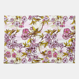 Blooming Cherry Blossom Pattern  Kitchen Towel