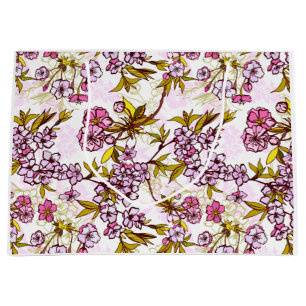 Blooming Cherry Blossom Pattern Large Gift Bag