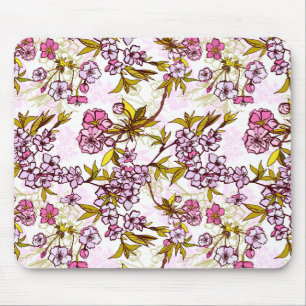 Blooming Cherry Blossom Pattern Mouse Pad