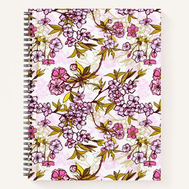Blooming Cherry Blossom Pattern Notebook (Front)