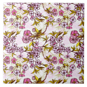Blooming Cherry Blossom Pattern Tile