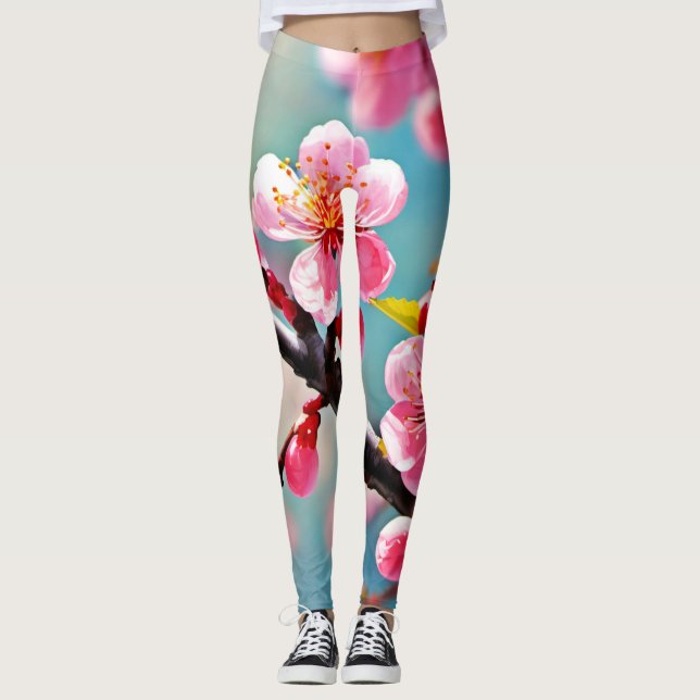 Blooming Cherry Blossoms in Spring Leggings (Front)