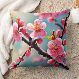 Blooming Cherry Blossoms in Spring Throw Pillow