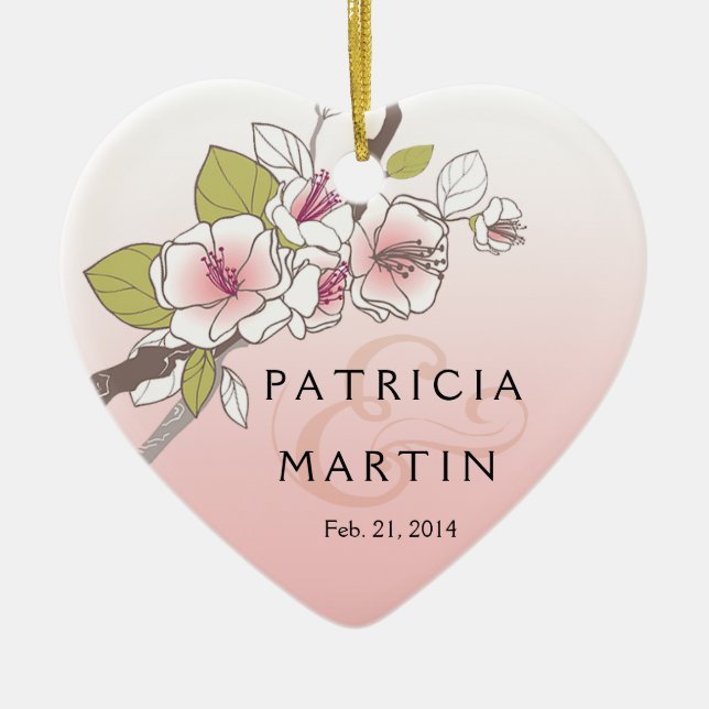 Blooming Cherry Blossoms Photo pink Ceramic Ornament (Front)