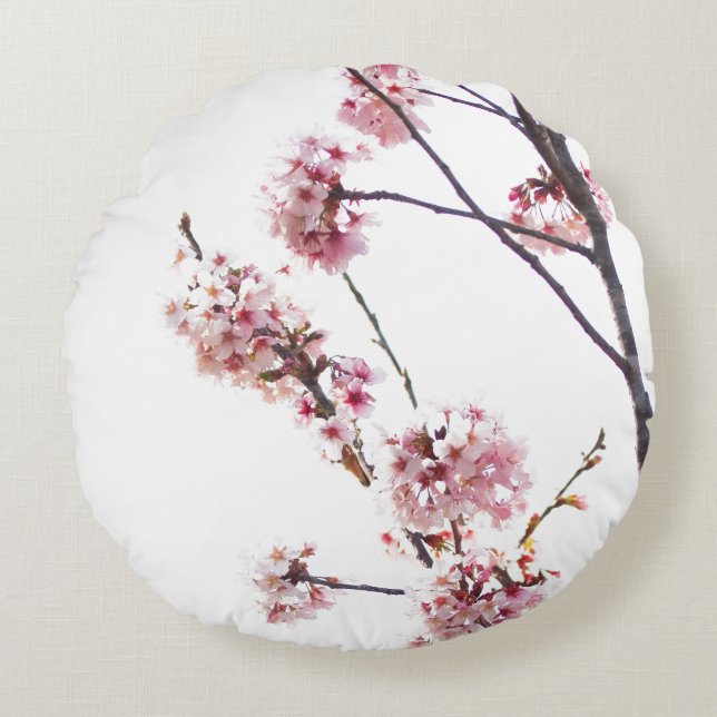 Blooming Cherry Tree Round Pillow (Front)