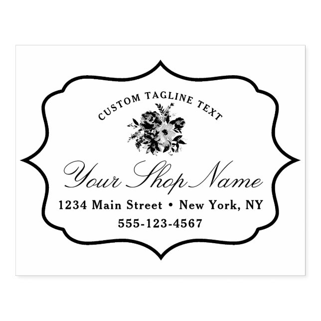 Blooming Chic Bracket Frame & Elegant Script Rubber Stamp (Imprint)