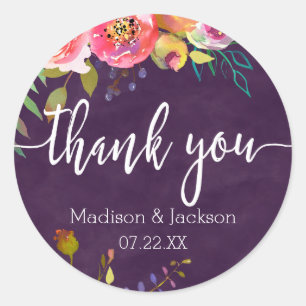 Blooming Chic Colour Editable Wedding Favour Classic Round Sticker