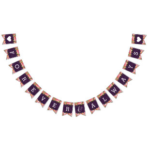 Blooming Chic Colour Editable Wedding Forever Bunting Flags