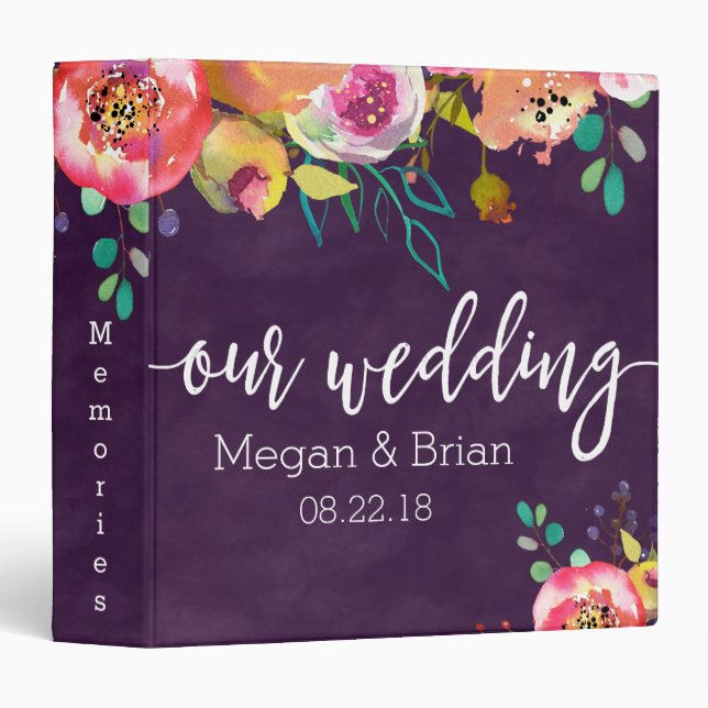 Blooming Chic Colour Editable Wedding Photo Album Binder (Front/Spine)