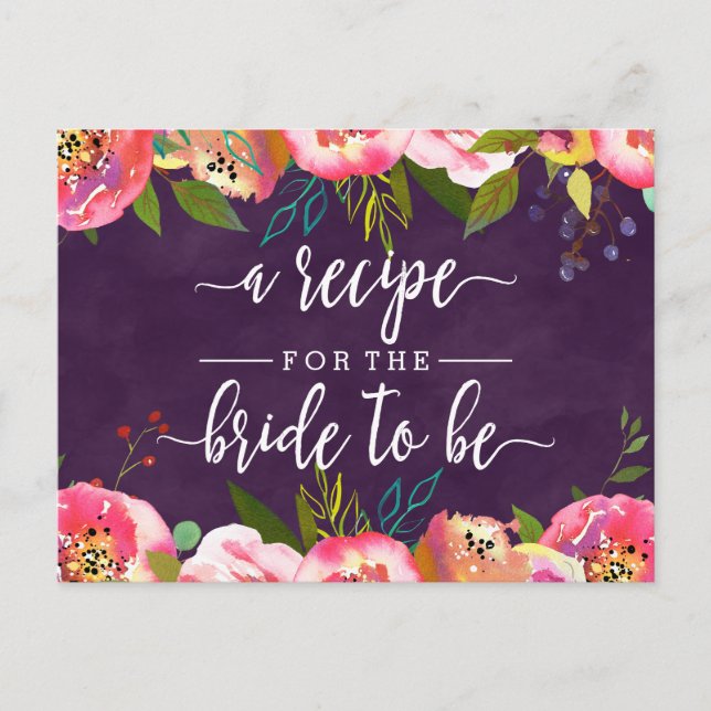 Blooming Chic Floral Bridal Shower Recipe Card (Front)