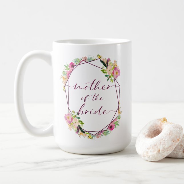 Blooming Chic Mint & Blush Mother of the Bride Coffee Mug (With Donut)