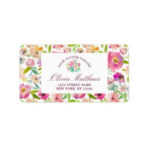 Blooming Chic Mint & Blush Pink Floral Business Label