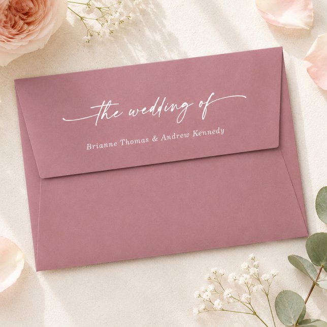 Blooming Chic Rose Pink 5x7 Wedding Invitation Envelope (Beautiful wild rose pink watercolor wedding invitation envelopes)