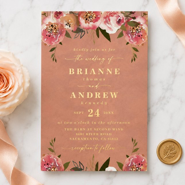 Blooming Chic Rustic Peach Photo Wedding Gold (Creator Uploaded)