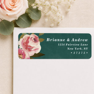 Blooming Chic Teal Green Wedding Return Address