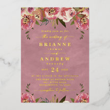 Blooming Chic Wild Rose Pink Photo Wedding Gold