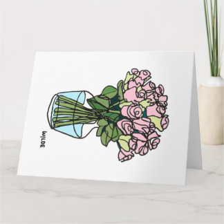 Blooming continuous line flowers in vase card